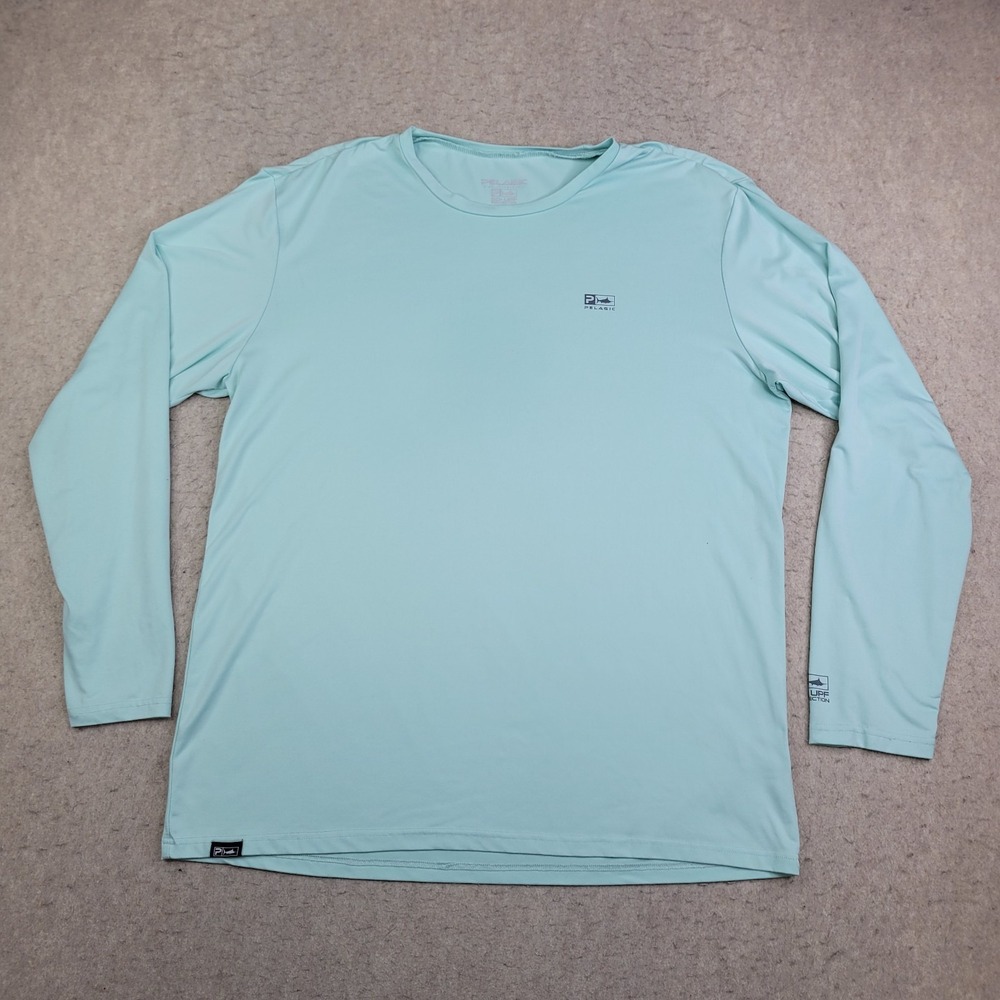 Pelagic 50+ UPF Fishing Shirt Mens 2XL Blue‎ Long Sleeve Crew Neck Performance